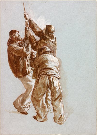 Kalastajat nostamassa köyttä (vartalon väri) tekijältä Charles Napier Hemy