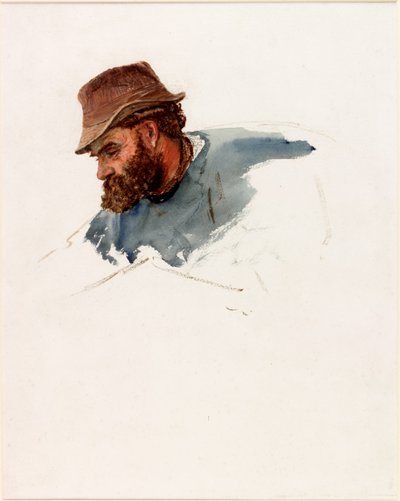 Kalastajan pää (vartalon väri ja akvarelli paperille) tekijältä Charles Napier Hemy