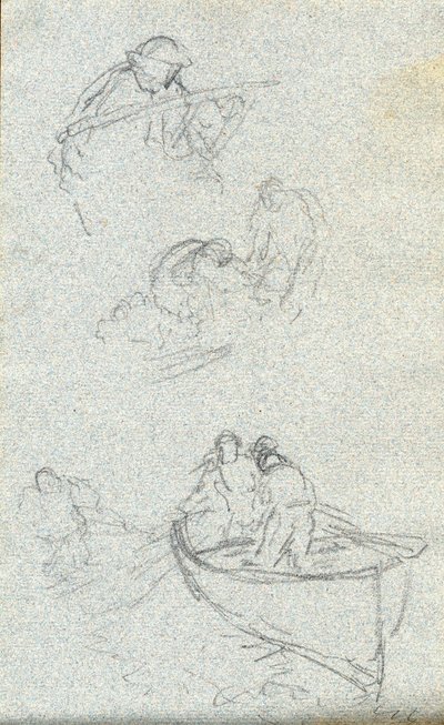 Luonnosvihko (liitu (valkoinen) ja kynä paperille) tekijältä Charles Napier Hemy