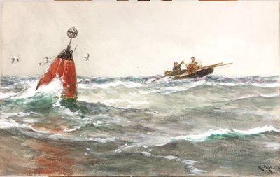 Punainen poiju (bc ja wc kortilla) tekijältä Charles Napier Hemy