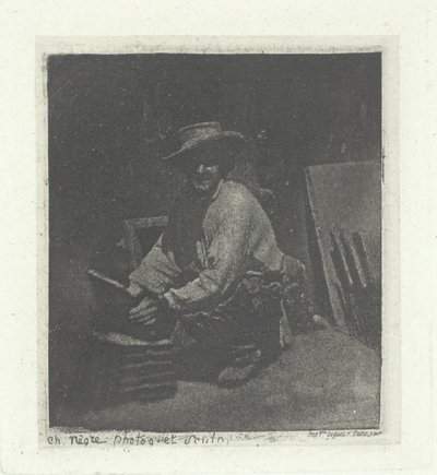 Kneeling Mason, helmi-maaliskuu 1854, painettu 1982. tekijältä Charles Nègre