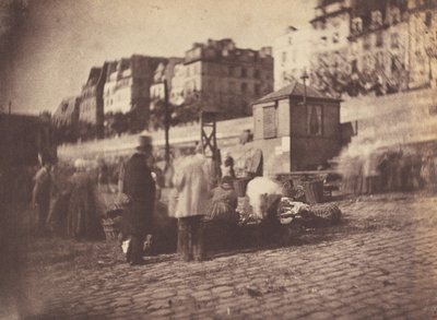 aMarket Scene Hotel de Villen satamassa, Pariisin tori Satamassa..., ennen helmikuuta 1852. tekijältä Charles Nègre
