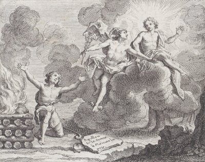 Apollo, Merkurius ja paimentyttäret, Fable X La Mottessa, Fables Nouvelles, 1719, 1719. tekijältä Charles Nicolas Cochin