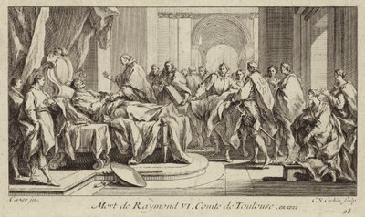 Toulousen kreivin Raymond VI:n kuolema tekijältä Charles Nicolas II Cochin
