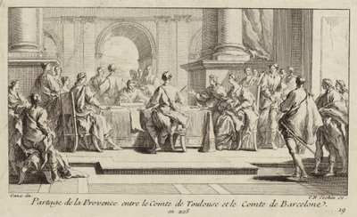 Provencen jako Toulousen ja Barcelonan kreivien välillä, 1125 tekijältä Charles Nicolas II Cochin