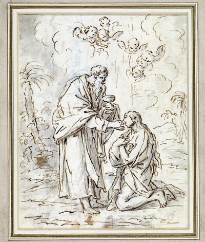 Mary Madeleinen viimeinen ehtoollinen (piirustus) tekijältä Charles Parrocel