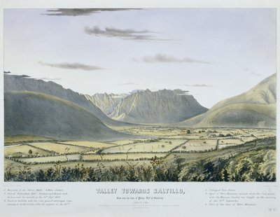 Laakso kohti Saltilloa, lähellä "Palace Hillin" juurta Montereysta. [Katson etelään länteen.]... [Ei. 3.] [Yhdysvaltain armeijan takavartio- ja vaunujuna saapui linnaan sen antautumisen jälkeen]. tekijältä Charles Parsons