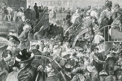 Suosittu Cockneyn lomakeskus: Väkijoukko Highgate Hillin juurella arkipyhinä tekijältä Charles Paul Renouard