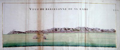 Näkymä Barcelonaan ja sen satamaan tekijältä Charles Pene