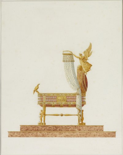 Hänen majesteettinsa Rooman kuninkaalle tarkoitetun bassinetin suunnittelu, 1811 tekijältä Charles Percier