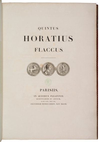 Quintus Horatius Flaccuksen otsikkosivu tekijältä Charles Percier