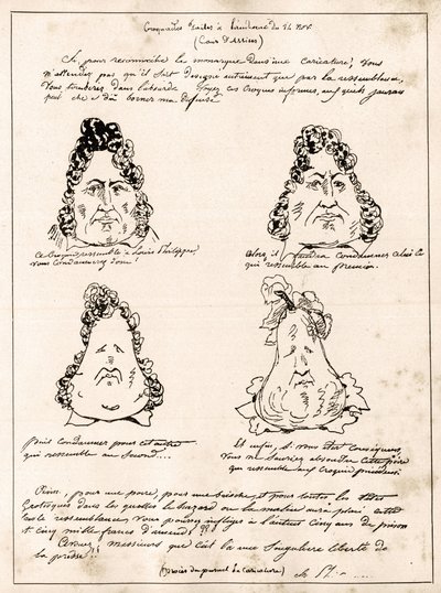 Marraskuun 14. päivän istunnossa tehdyt krokadit - Charles Philiponin (1800-1862) sarjakuva Louis Philippe päärynässä - 1832 - (Louis-Philippe muuttuu vähitellen päärynäksi) tekijältä Charles Philipon