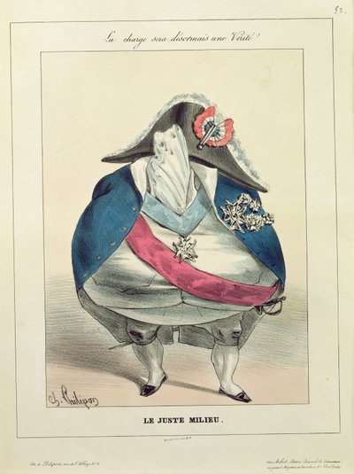 "The Happy Medium", karikatyyri Louis-Philippestä (1773-1850) tekijältä Charles Philipon