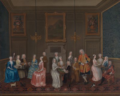 Teekutsut Lord Harringtonin talossa St. Jamesissa, 1730. tekijältä Charles Philips