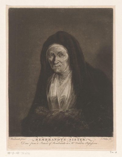 Tuntemattoman vanhan naisen muotokuva Rembrandts - sisar (otsikko esineessä) tekijältä Charles Phillips