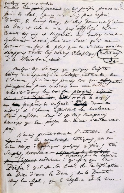 Projekti Les Fleurs du Mal -lehden 2. painoksen esipuheen (kynä ja muste paperille) tekijältä Charles Pierre Baudelaire