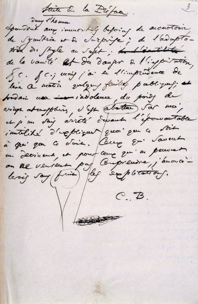 Projekti Les Fleurs du Malin 2. painoksen esipuheen (kynä ja muste paperille) tekijältä Charles Pierre Baudelaire