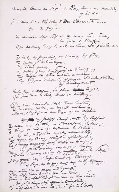 Projekti Les Fleurs du Malin 2. painoksen esipuheen (kynä ja muste paperille) tekijältä Charles Pierre Baudelaire