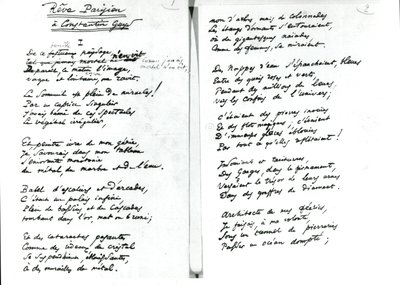 "Reve Parisien" nimikirjoitusruno (kynä ja muste paperille) (m/w kuva) tekijältä Charles Pierre Baudelaire