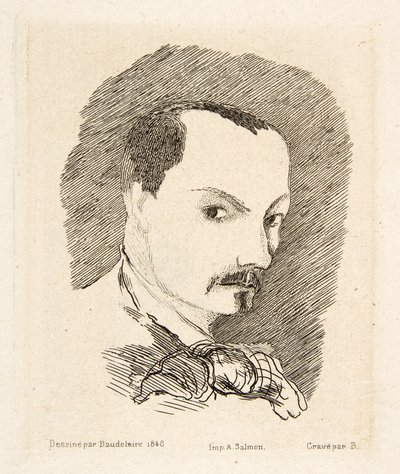 Charles Baudelairen omakuva, pubi. 1869 (etsaus) tekijältä Charles Pierre Baudelaire