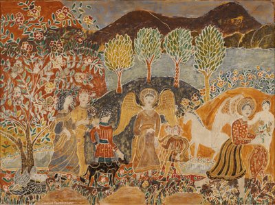 Enkelit maisemassa (sekamedia paneelissa) tekijältä Charles Prendergast