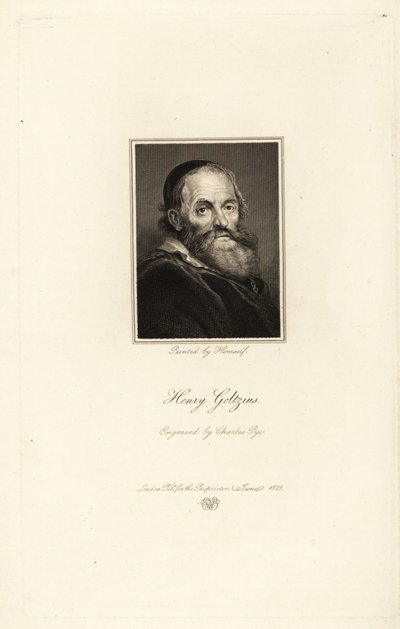 Hendrick Goltziuksen muotokuva, saksalaissyntyinen hollantilainen taidegraafikko, piirtäjä ja taidemaalari tekijältä Charles Pye