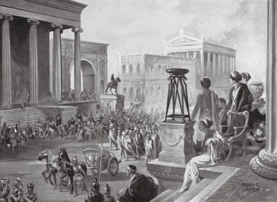 Akaalaisten johtajien kuljetus Roomaan, 167 eaa. (litografia) tekijältä Charles Rebel Stanton