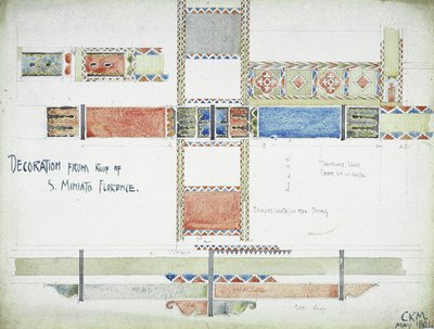 Koriste S. Miniaton katolta, Firenze, 1891 (lyijykynä ja akvarelli paperille). tekijältä Charles Rennie Mackintosh