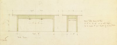 Suunnittelu ruokapöydälle ja pienelle pöydälle (akvarelli) tekijältä Charles Rennie Mackintosh