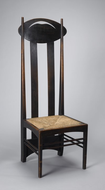 Korkea selkänojallinen sivutuoli tekijältä Charles Rennie Mackintosh