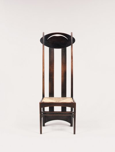 Korkea selkänojallinen sivutuoli Argyle Street Tea Roomsille, Glasgow tekijältä Charles Rennie Mackintosh