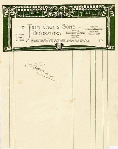 Paperitavarasuunnittelu John Orr & Sonsille, Glasgow, n. 1894-1898 (painettu paperi) tekijältä Charles Rennie Mackintosh