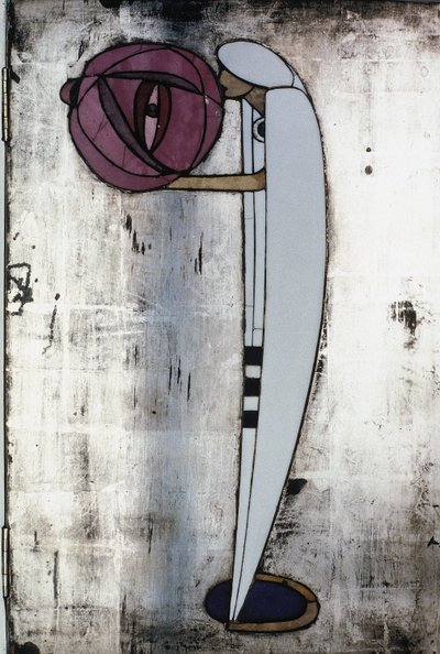 Rowatille suunniteltu valkoinen kaappi, 1902 (puu, lasimaalaus, emali) tekijältä Charles Rennie Mackintosh