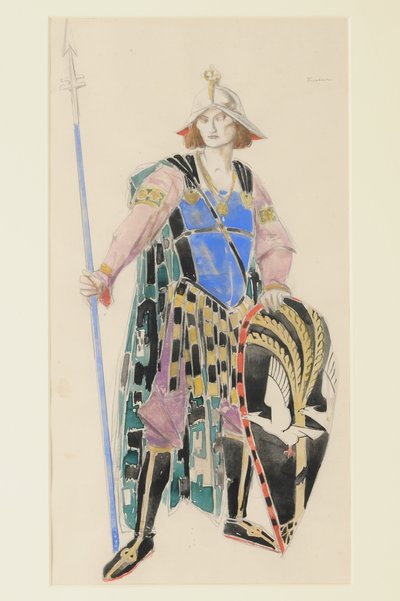 Pukusuunnittelu Tristanille, 1920 (wc paperilla) tekijältä Charles Ricketts