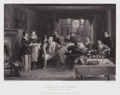 Falstaff ja hänen ystävänsä (kaiverrus) tekijältä Charles Robert (after) Leslie