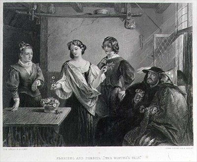 Florizel ja Perdita, kaiverrus Lumb Stocks (1812-92) (kaiverrus) tekijältä Charles Robert (after) Leslie