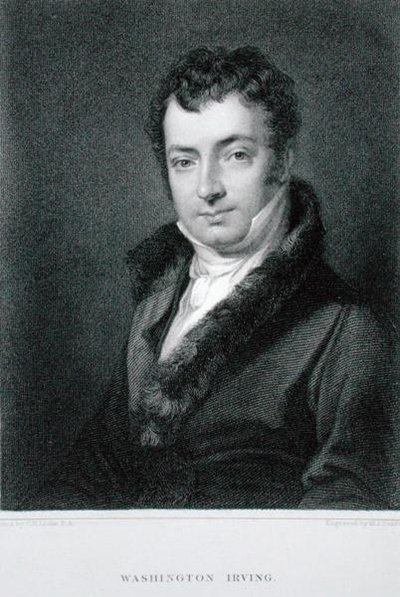 Washington Irving (1783-1859), kaiverrus Moseley Isaac Danforth (k.1862) (kaiverrus) tekijältä Charles Robert (after) Leslie