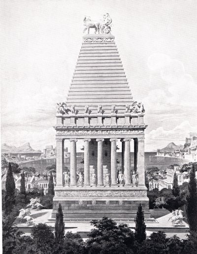 Alkuperäinen mausoleumi, kuvitus "Hutchinsonin kansakuntien historiasta" tekijältä Charles Robert Cockerell