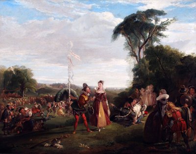 Toukokuun päivä kuningatar Elisabetin aikana 1821 (Öljy kankaalle) tekijältä Charles Robert Leslie