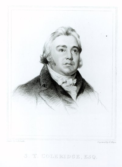 Muotokuva Samuel Taylor Coleridgesta (1772-1834), kaivertaja Henry Meyer (1782-1847). tekijältä Charles Robert Leslie