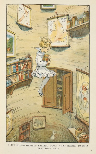 Liisa huomasi putoavansa hyvin syvältä näyttävään kaivoon. tekijältä Charles Robinson