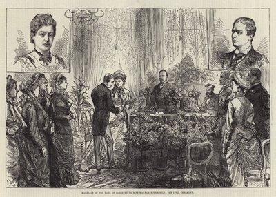 Earl of Roseberyn vihkiminen neiti Hannah Rothschildin kanssa, siviiliseremonia tekijältä Sir John Charles Robinson