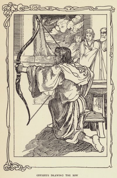 Odysseus piirtää jousen tekijältä Sir John Charles Robinson