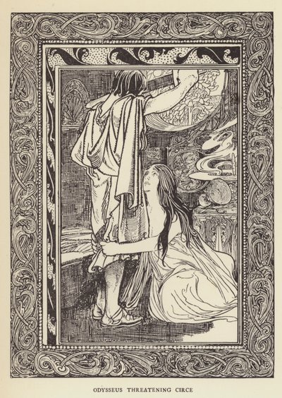 Odysseus uhkaa Circea tekijältä Sir John Charles Robinson