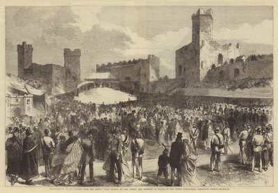 Pohjois-Walesin kansan puhe Walesin prinssille ja prinsessalle Upper Castle-Yardissa, Carnarvonin linnassa tekijältä Sir John Charles Robinson