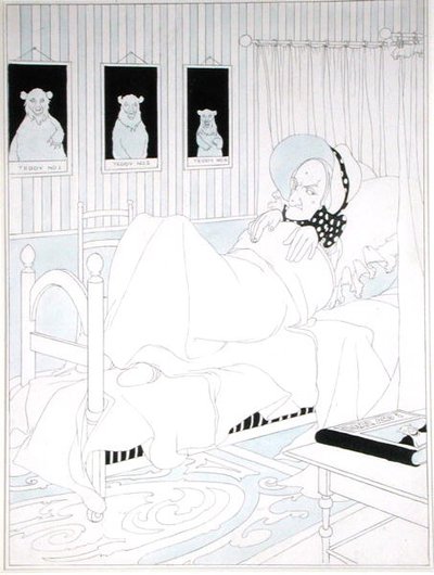 "Joten hän peitti itsensä", kuvitus "Kolme karhusta" Walter Jerrodin toimittamassa "The Big Book of Fairy Tales" -kirjassa, julkaistu 1911 (kynä ja muste akvarelleilla paperilla) tekijältä Charles Robinson