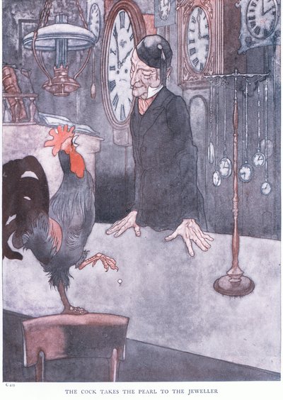 Kukko vie helmen jalokivikauppiaalle, 1930-luku tekijältä Charles Robinson