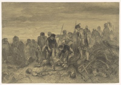 Englannin kuninkaan Richard III:n ruumis löydettiin Bosworthin taistelukentältä, 1485 tekijältä Charles Rochussen