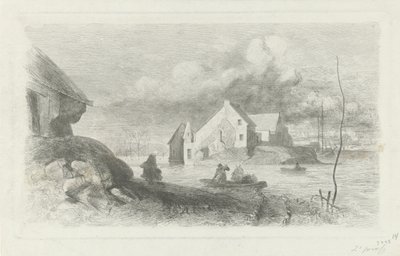 Tulva Lithissä Tulvakatastrofi 1855 (sarjan nimi) tekijältä Charles Rochussen