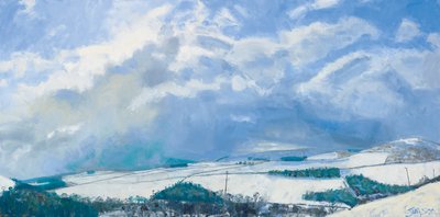 Pilvet kerääntyvät kukkuloiden yllä, 2016 (öljy kankaalle) tekijältä Charles Simpson